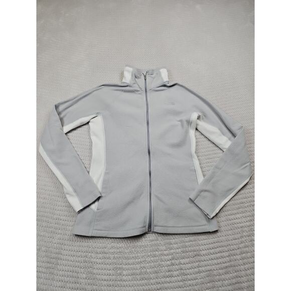 The North Face Fleece Womens Small Gray & White Full Zip Light Weight - Picture 1 of 8